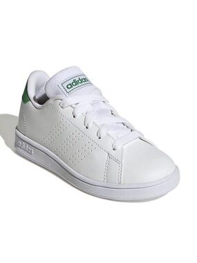 ADIDAS KIDS ADVANTAGE SNEAKER - WHITE/GREEN - YOUTH SIZE 3 (NEW WITH TAGS)